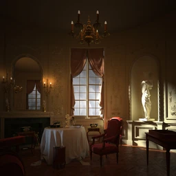 欧式室内场景,雕塑模型,吊灯,卧室场景,3D模型