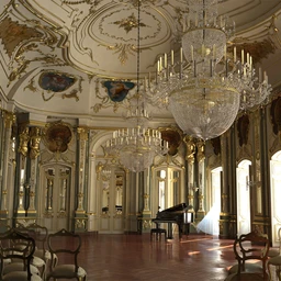 水晶吊灯模型,金碧辉煌的欧洲建筑,室内场景,3D模型