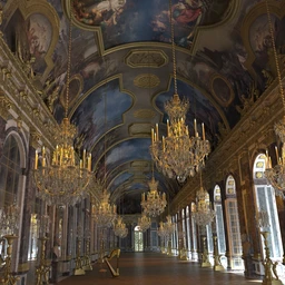 欧式大厅,水晶吊灯,壁画天花,铜像墙壁,大堂,3D模型