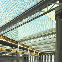 大型玻璃屋顶,候车室,大堂,练舞室,3D模型