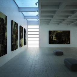 展览室模型,画室场景,艺术馆模型,展厅场景,3D模型