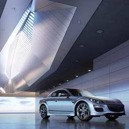 汽车展馆场景,现代展馆模型,汽车模型,3D模型