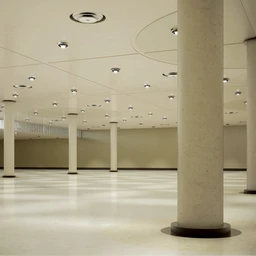 现代展厅场景,大堂,白色吊顶,石柱模型,3D模型