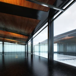 别墅模型,木屋顶模型,玻璃墙壁,3D模型