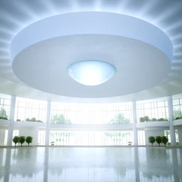 首层大堂场景,大型吊顶,架空建筑,3D模型