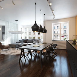 公寓模型,开放式厨房,书架,3D模型