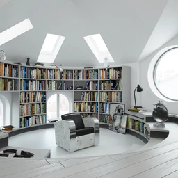 创意书房场景,书架,厨房,公寓模型,3D模型