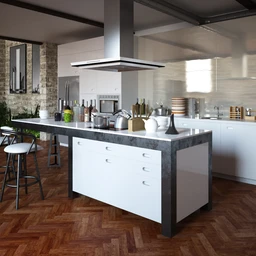 复古建筑模型,砖墙模型,室内场景,厨房场景,3D模型