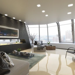 圆形大房子,现代房子,室内设计,精品套房,四周透光,3D模型