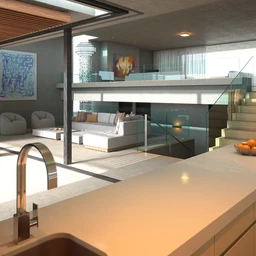 复式别墅模型,私人游泳池,整套室内布局模型,3D模型