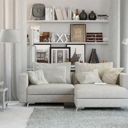 客厅场景,书架模型,沙发,立地灯模型,室内饰品,3D模型