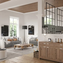 室内场景,艺术家具,棋盘模型,木家具,木地板,木天花,3D模型