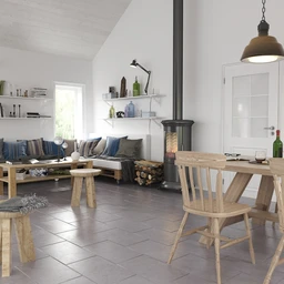 客厅场景,木家具,沙发,窗户模型,壁炉,台灯,3D模型