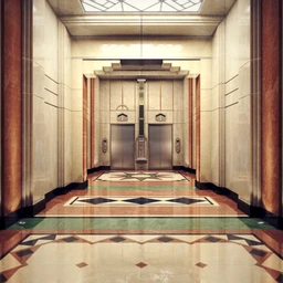 大堂模型,电梯走廊模型,一层大厅场景,3D模型