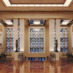 楼梯口场景,酒店室内模型,3D模型