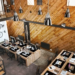 办公室场景,工作室模型,木墙壁,3D模型