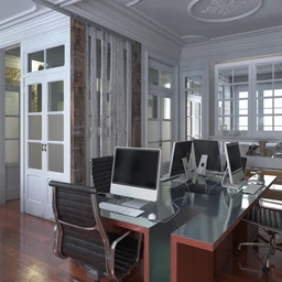 办公室场景,办公桌模型,国,办公椅子,3D模型