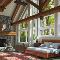 别墅房间模型,森林房间场景,木房间,木梁柱,3D模型