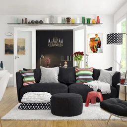 公寓场景,沙发模型,书画模型,室内饰品,3D模型