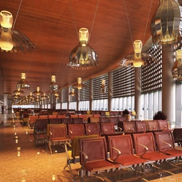 候车室场景,车站,公共场所,吊灯模型,3D模型