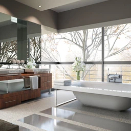 浴室场景,玻璃窗户,洗脸盘,镜子模型,3D模型