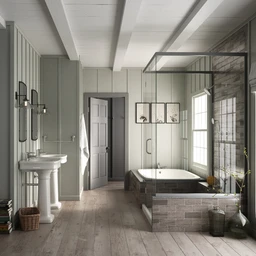 浴室场景,卫生间,浴池,淋浴间,透明玻璃罩,3D模型