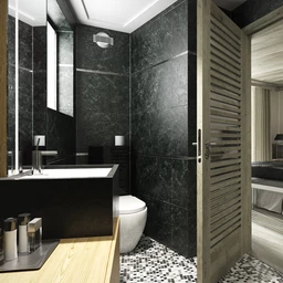 酒店卫生间场景,酒店浴室,马桶,洗脸台,3D模型