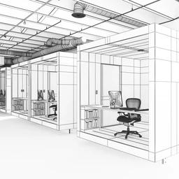 独立办公室场景,小形办公屋,独立房间,3D模型